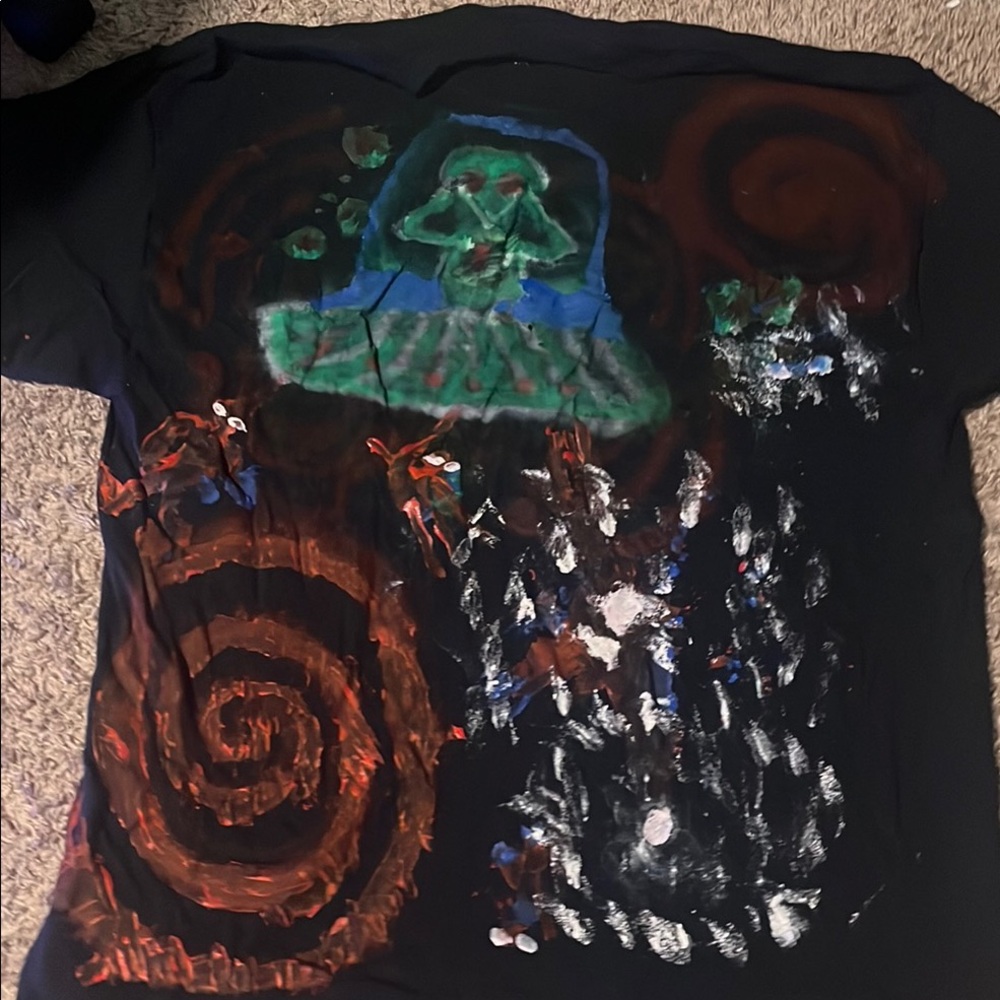 Unique Hand-Painted Black T-Shirt by $THCBand / thaddeus & crimson Band Merch